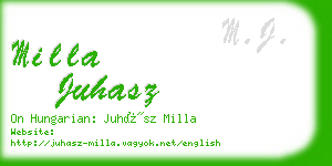 milla juhasz business card